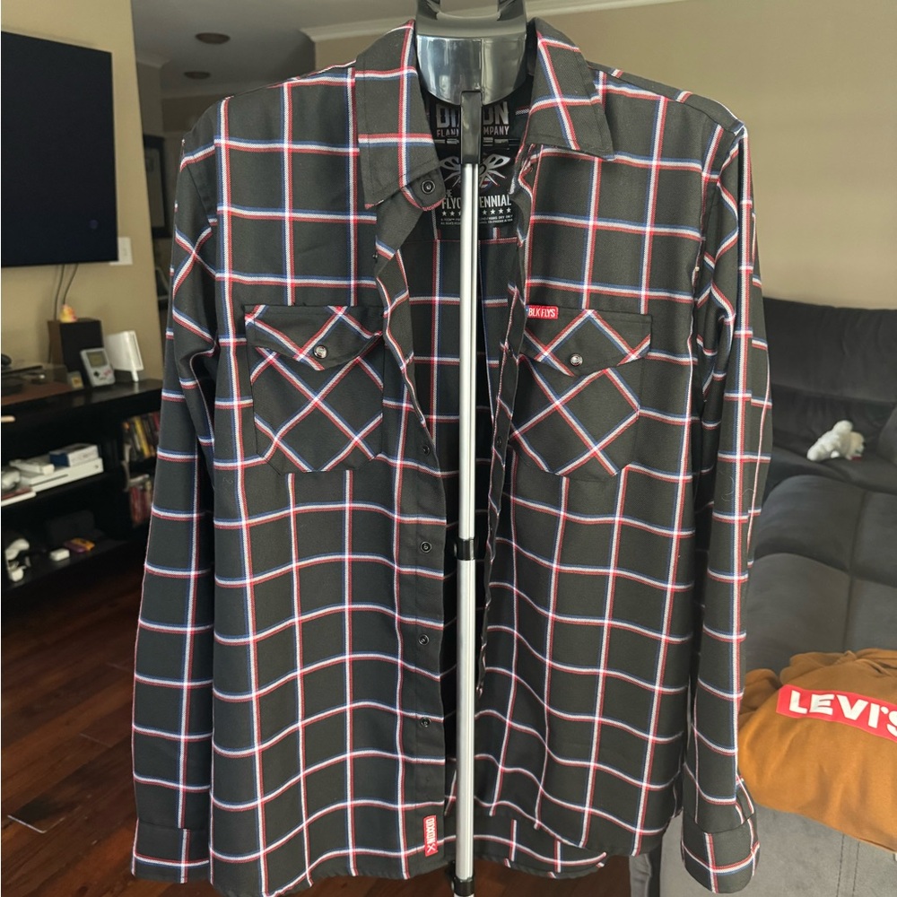 DIXXON Black and Red Plaid Casual Button Down Shirt